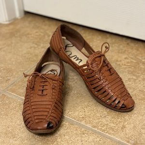 Sam Edelman “Avianna” Lace Up Huarache Flats - Natural Brown - 8.5